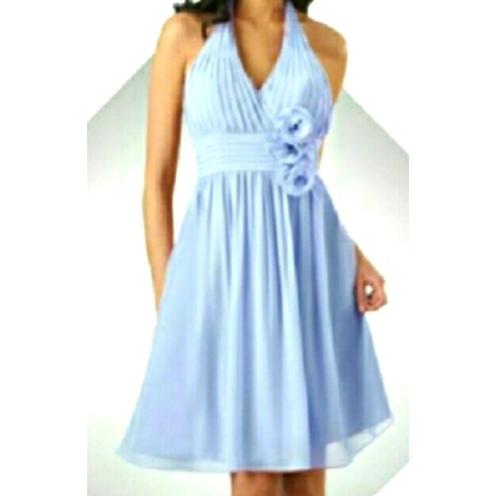NEW BARIJAY BLUE HALTER TOP V-NECLINE DRESS